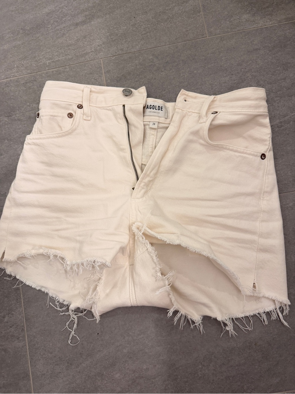 Agolde white cut off shorts